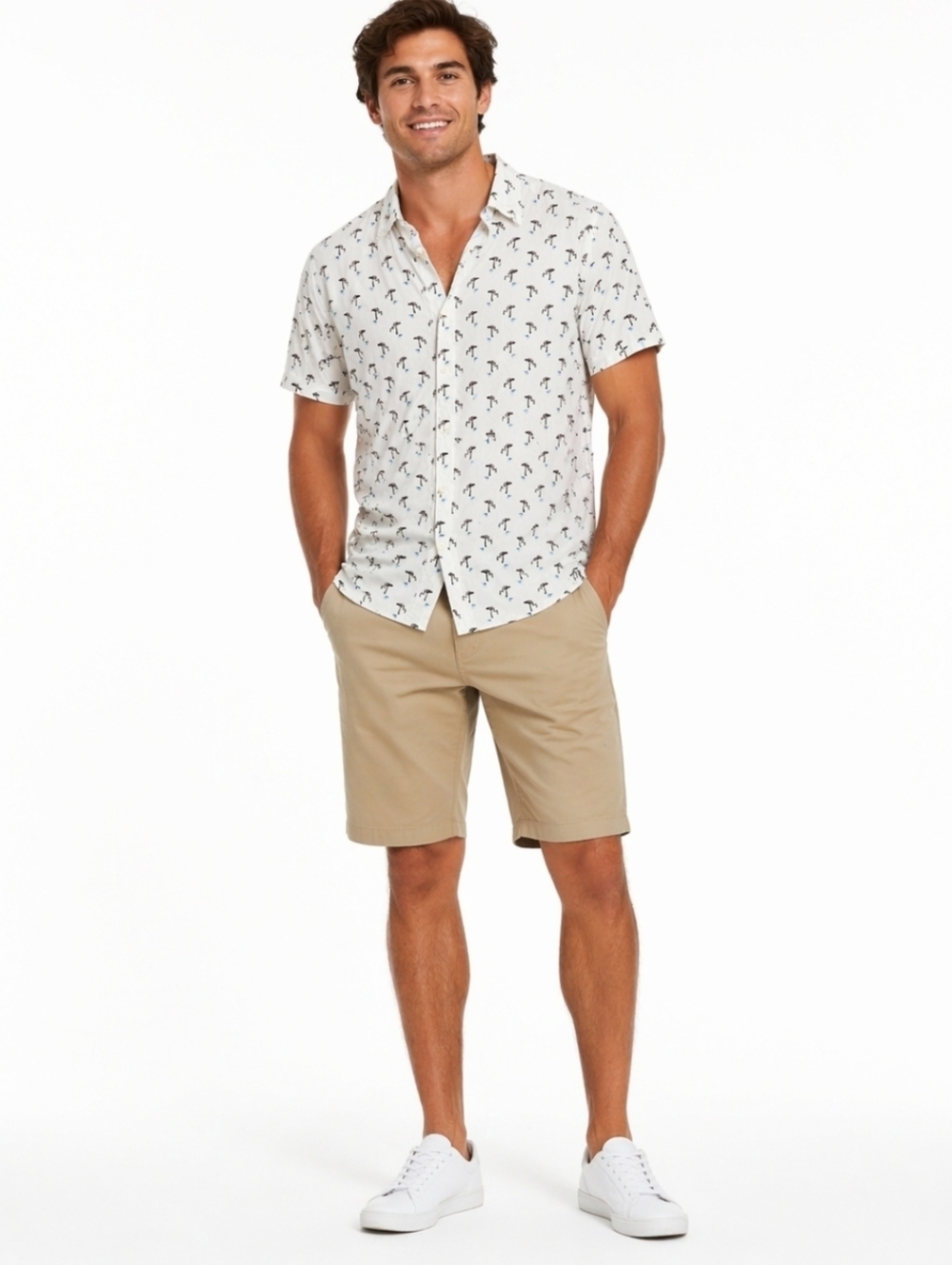 Threadwave Shirt Men's Flamingos Short Sleeve Button-Down, M